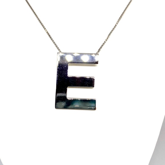 Solid Sterling Silver  Letter- E -Initial Necklace - Picture 4 of 9